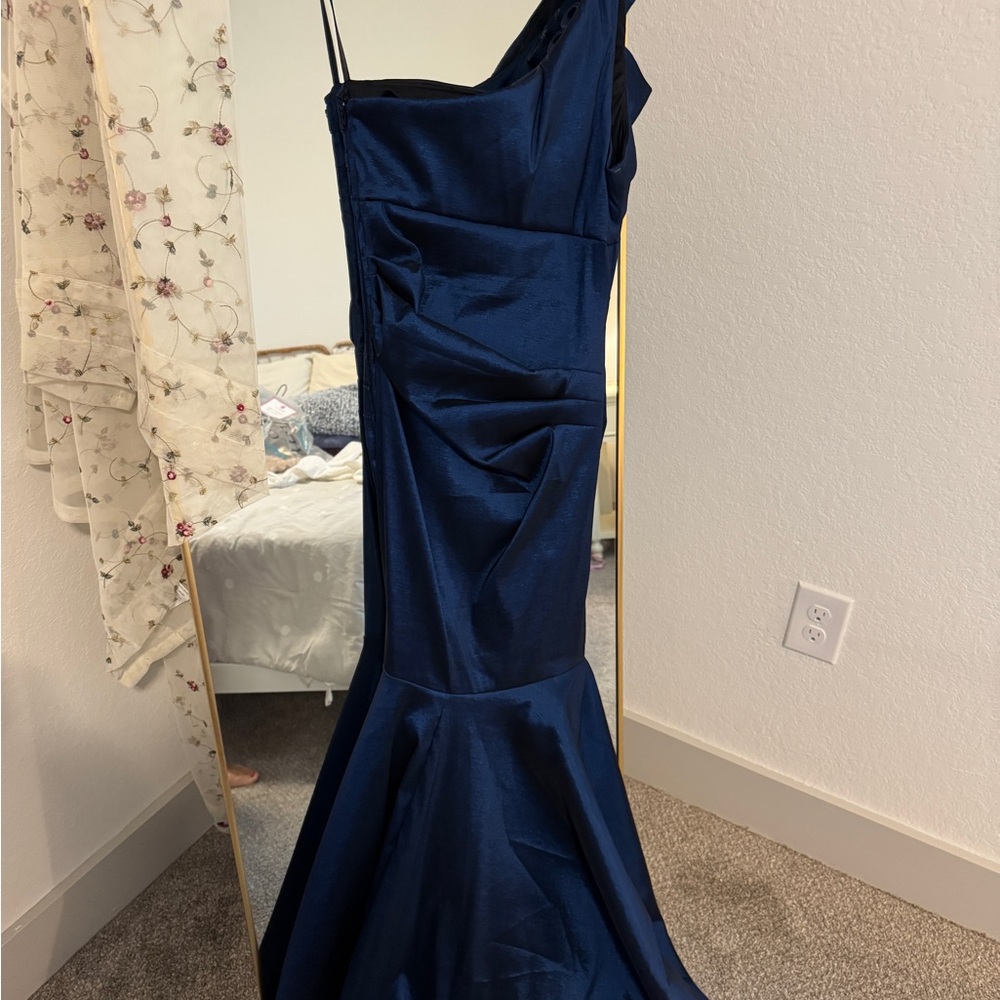 Cache One Shoulder Midnight Blue Dress